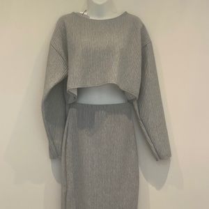 Ribbed Crop Sweater w/ High Rise Pencil Skirt